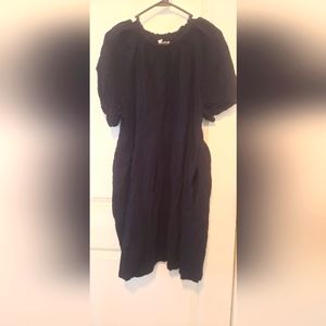 Wide neck basic black dress